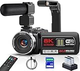 Videokamera 8K Camcorder 64MP WiFi Vlogging Kamera mit IR...