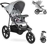 Moby-System Runner Mountain Dreirad-Kinderwagen mit Regenschutz, 5-Punkt-Gurt, Reflektoren - Kinderwagen Zubehör für Kinder bis 15 kg, Grau - Leicht Zusammenklappbar