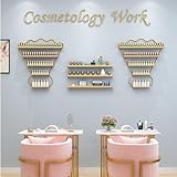 SnamicE 5-teiliges Nagellackregal zur Wandmontage, Nagellack-Präsentationsständer für Nagellack, Lippenstift, Parfüm und ätherische Öle, Aufbewahrungsorganizer für Salon-Nag,Gold