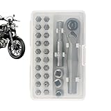 Générique Ratschenschrauber für Hausreparatur, kompakte und leichte Ratsche, verstellbares und rostfreies Set, 25-in-1, tragbar, für Kfz-Reparatur und Heimwerker