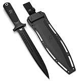 ODENWOLF W Catcher - Großes Jagdmesser aus D2-Stahl - Großes Feststehendes Messer mit Scheide - Einschneidiges Schwert mit TPE-Griff - Full Tang Survival Messer für Outdoor Aktivitäten