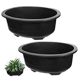 NOLITOY 2 Stück Großer Blumentopf Große Bonsaischale Ovale Blumentöpfe Bonsai -pflanzer Großer Bonsai -Topf Drinnen Pflanzenbehälter Pflanzgefäß Für Zimmerpflanzen Modern Plastik Schwarz