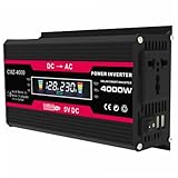 TOYANDONA Auto Power Inverter Spannungswandler mit LCD Bildschirm Zweifach USB Schnellladung Aluminiumgehäuse Kfz Netzadapter für Camping Outdoor und Fahrten