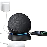 PlusAcc Ständer für Dot 5.Gen & Smartphones - Ladeständer mit USB-C und USB-A Ladeanschlüssen Halterung kompatibel mit Dot 5.Gen/Dot 4.Gen/iPhone/Samsung (Schwarz)