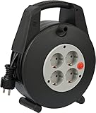 Brennenstuhl Vario Line Kabelbox 4-fach/Mini-Kabeltrommel (15m Kabel, Made in Germany) schwarz/grau