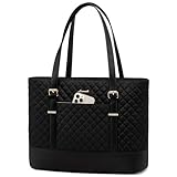 LOVEVOOK Laptoptasche Damen 15,6 Zoll, Handtasche Shopper Business Tasche Aktentasche Lehrertasche mittelgroß, Wasserdicht Notebooktasche Tote Bag für Büro Uni Schwarz