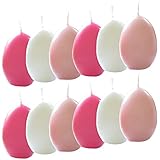 AUSWAHL Farbe + Menge - Eikerzen Dekoeier Kerze Osterei Eierkerzen farbig sortiert 4,5 x 6,5 cm - hier: 12 Stück [pink, creme, rosa]