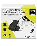 maxx.onLine Netzteil 18V 1A mit F-Stecker & Power Inserter, Universalnetzteil DC für Sat- & unicable Multischalter Aller Art, LNB Stromversorgung