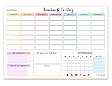 PICTALOO Wochenplaner Block 50 Blatt inkl. Aktivitätstracker, Wochenzielen und Notizen, ohne Datum, praktischer Terminplaner und To-Do-Liste, Tagesplaner, DIN A4 (bunt)