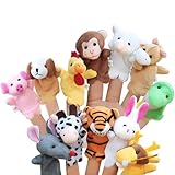 LIMEOW Familie Fingerpuppen Set,Finger Plüschtier,Fingerpuppen Kinder,Fingerpuppen Spielzeug Baby,Fingerpuppen Set,Kleine Tier Fingerpuppe für Geburtstag Kinder Taufe Babyparty（12 insgesamt）