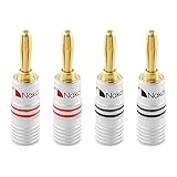 Nakamichi 24K vergoldeter Bananenstecker 12 AWG - 18 AWG Gauge Größe 4mm für Lautsprecher Verstärker Hi-Fi AV Receiver Stereo Heimkino Audiokabel Stecker schraubbar 4 Stück (2-Paare)