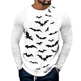 Basic T-Shirt Herren Casual Druck Trend Longsleeve Tops Herren Slim Fit Rundhals Mode T-Shirt Herren Jugend Halloween All-Match Langarmshirts Für Herren BS-1-2 3XL