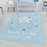 SIMPEX KinderTeppich, Sterne-Design, Teppich Blau, 140 x 200 cm, Teppich für Kinder, Teppich Kinderzimmer