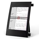 3-Monatskalender Tisch 2026 2027 - Büro & Homeoffice Tischkalender mit Drehmechanik - 2-Jahres-Kalender - schwarz/schwarz/rot - Truento