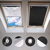 Johgee Dachfenster Rollo Thermo Sonnenschutz Silberbeschichtung Verdunkelungsrollo für VELUX Dachfenster GGU GGL GPU GPL GHU GHL GTU GTL GXU GXL (ohne Bohren mit Saugnäpfen,Größe 48x93cm)