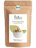 Bio Ashwagandha Kapseln 100 Stück | Hochdosiert 1500mg Tagesdosis | Indischer Ginseng 100% rein ohne Zusatzstoffe und Vegan | Schlafbeere-Kapseln ideal für unterwegs