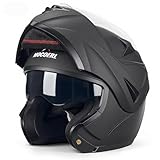 klapphelm Motorrad Herren | Integralhelm Herren | Helmet Motorcycle | Mit verstärktem Kinnschutz Doppelvisier | ECE 22.06 Zertifizierung | Für Erwachsene | Mattschwarz (XL)