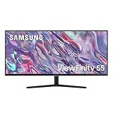 Samsung ViewFinity S50C Monitor S34C500GAU, 34 Zoll, VA-Panel, Ultra WQHD Auflösung, Eco Saving Plus, AMD Freesync, HDR10, 5 ms Reaktionszeit, Bildwiederholrate 100 Hz, Schwarz