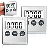 Digital Kurzzeitmesser Küchentimer - 2 pcs Kurzzeitwecker Digital with Magnet, Stoppuhr Digital für Cooking, Studying, Sports & Meetings, Timer Digital, Eieruhr Magnetisch (6.5 x 1.4 x 7.0 cm)