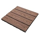 WESIEVYA Terrassenfliesen Balkonbodenbelag 30x30cm Klickfliesen aus Kunststoff Wpc Wetterfeste Außenbodenfliesen für Garten Terrasse mit Rutschfester Oberfläche