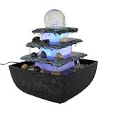 LED-Zimmerbrunnen TERRASSE, eckig, Tisch-Boden-Brunnen, LED farbwechselnd für eine gemütliche, entspannte Atmosphäre, Raumbefeuchter, Brunnen