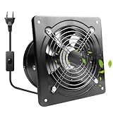 LEKEFETO Abluftventilator 150mm mit Rücklaufklappe – Leistungsstarker Badlüfter aus Edelstahl, Wandventilator 600m³/h für Küche, Badezimmer, Garage, Werkstatt – Schwarz
