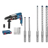 Bosch Professional Bohrhammer GBH 2-28 F (Bohr-Ø Beton max: 28 mm, inkl. 6tlg. Bohr-Meißel-Set, SDS-plus, L-Case) + 5x Expert SDS plus-7X Hammerbohrer Set (für Stahlbeton, Ø 5-10 mm)