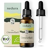 nedura® BIO Citronellaöl [100% NATURREIN] - Echtes Citronella Öl, erfrischend & belebend - Ätherisches Öl, Citronella Oil - für Aromatherapie, Raumduft - 30ml