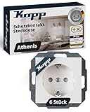 Kopp ATHENIS Schutzkontaktsteckdose in Rein-Weiß - 6 Stück - 1-fach Einbausteckdose mit erhöhtem Berührungsschutz - IP20 Unterputz-Steckdose mit Schutzkontakt - Steckdosen-Unterputz 16A / 250V~