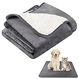 XREE Hundedecke Wasserdicht, 75x100cm Katzendecke Flauschig und Weich Hundedecke Grosse Hunde Wärmedecke Katze Waschbare Decke Haustierdecke für Sofa Stuhl Auto Zuhause Unterwegs(Grau)