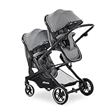 hauck Atlantic Twin, Melange Grey - Zwillingskinderwagen ab Geburt bis 15 kg je Kind - 2 Babywannen Umbaubar zu Drehbare Sportsitze mit Liegeposition - Faltbar - Höhenverstellbar - Gummi Räder