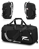 Tolaccea Sporttasche Herren Rucksackfunktion Groß 45L Sportrucksack mit Schuhfach Nassfach, Reisetasche Damen für Fitnessstudio Sauna Fussball Schwimmen Gym（Schwarz）
