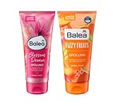 Balea 2er-Set Haarpflege: Spülung BLOSSOM DREAM Conditioner mit Kirschblüten-Extrakt & Seidenprotein (200 ml) + Balea Haarspülung FIZZY FRUITS fruchtig frisch mit Aprikosen-Extrakt (200 ml), 400 ml