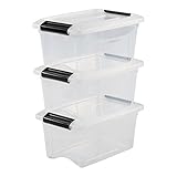 Iris Ohyama Aufbewahrungsboxen mit Deckel, 5L, 3er-Set, Transparent, Sicherer Verschluss, Stapelbar, Griffe, Schlafzimmer, Schrank, Büro, Organisation, BPA-freies Plastik, Ordnungsboxen, NTB-5