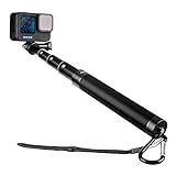 Lammcou Go Pro Selfie Stick, 4-Stange Action Kamera Aluminium Selfie-Stange Stab, Ausziehbar bis 73cm, Handheld Einbeinstativ Pole Teleskopstange für Hero 11 10 9 8 Osmoaction 3 2 Yi X3, PAJZS0138