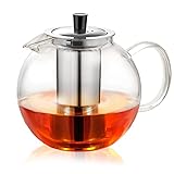 Teekanne mit Siebeinsatz, Teekanne Glas 1500ml Ehugos Glasteekanne Hitzebeständig Hochwertige Teebereiter für Kalte und Heiße Getränke-Spülmaschinenfest