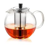 Ehugos Teekanne mit Siebeinsatz, Teekanne Glas 1500ml Glasteekanne Hitzebeständig Hochwertige Teebereiter für Kalte und Heiße Getränke-Spülmaschinenfest