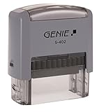 Genie S-402 Selbstfärbender Stempel Set (bis zu 4 Zeilen; selbstgestalten; inkl. Zubehör; Stempelkissen) schwarz/grau