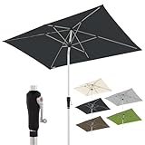 Doppler Sonnenschirm für den Garten SL-AZ Auto Tilt 220x140 cm Anthrazit I Gartenschirm knickbar I Kurbelschirm mit UV-Schutz 80+ I Kurbelschirm aus Aluminium I regenabweisendes Polyester-Schirmdach