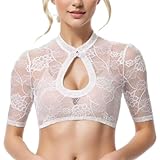 Generisch Trachten Damen Dirndlbluse Kurzarm Damen Dirndlblusen Spitzen Kurzarm Dirndl Blusen Eleganten Dirndl Bluse Spitzenbluse für Oktoberfest Trachten Damen Dirndlbluse Spitze Trachtbluse