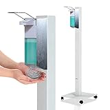 KRIEG Desinfektionssäule stehend I Grau I Hygienestation freistehend & mobil I Hygienesäule mit Desinfektionsmittel I 1000 ml - 333 Sprühstöße I Ready to go
