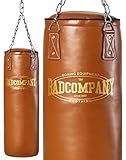 Bad Company Retro Boxsack I Punching Bag ungefüllt inkl. Heavy Duty Vierpunkt-Stahlkette - 120 x 35 cm