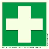 Brandengel® Hochwertiges Schild Erste-Hilfe PVC nachleuchtend selbstklebende Schaumschicht 150 x 150 mm Kunststoffplatte mit selbstklebender Schaumschicht grün Symbol DIN EN ISO 7010 DIN 67510