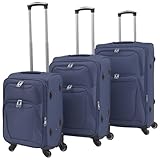 JUNZAI 3-TLG. Weichgepäck Trolley-Set, Koffer Set, Hartschalenkoffer Set, Reisekoffer, Reisetrolley Mit Rollen, Luggage Set, Marineblau