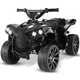MAMIZO 6V Elektro-Quad Kinder, Kinderfahrzeug mit 3 KM/h, MP3-Musikplayer, Trompete, Scheinwerfer & USB-Aufladung, Elektroquad für Kinder ab 3 Jahre, Schwarz