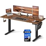 SONGMICS Höhenverstellbarer Schreibtisch elektrisch, 160 x 70 cm, stufenlos verstellbar, Memory-Funktion mit 4 Höhen, vintagebraun LSD136K01