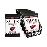 SALLOS X-tra Cherry Vorrats-Pack – Lakritz-Bonbons mit Kirsch-Füllung, aus natürlichem Süßholzsaft, würzig-fruchtige Lakritz-Kombination, vegan, im Vorrats-Pack, 15 x 150 g