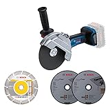 Bosch Professional Akku-Winkelschleifer GWS 18V-180 PC (230 mm Schnitttiefe, ohne Akkus und Ladegerät, im Karton), 06019H6E01, Blue