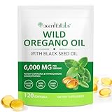 Oregano Oil 120 Softgels, Oreganoöl-Kapseln mit 200 mg Schwarzkümmelöl, 2-in-1-Immununterstützungspräparat, Gentechnikfrei, Glutenfrei