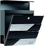 Bl4ckPrint Premium Briefkasten mit Zeitungsfach Anthrazit -...